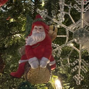 Vintage Bisque Santa Claus Ornament in Red and White